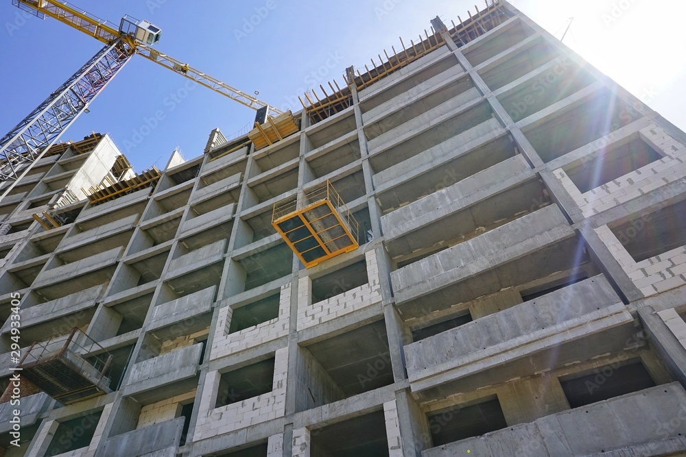construction of a residential complex monolithically frame way