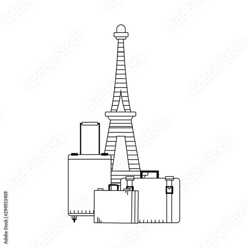 travel suitcases and Eiffel tower design