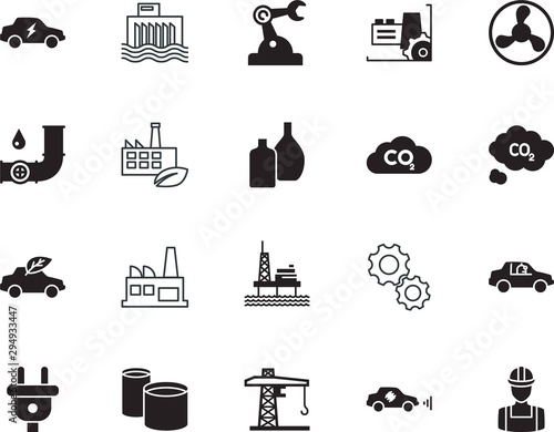factory vector icon set such as: communication, alternative, mechanic, ventilation, rotate, rotor, turbine, cityscape, sea, lifting, lift, iron, glass, cooler, plumbing, worker, sustainable, robotics