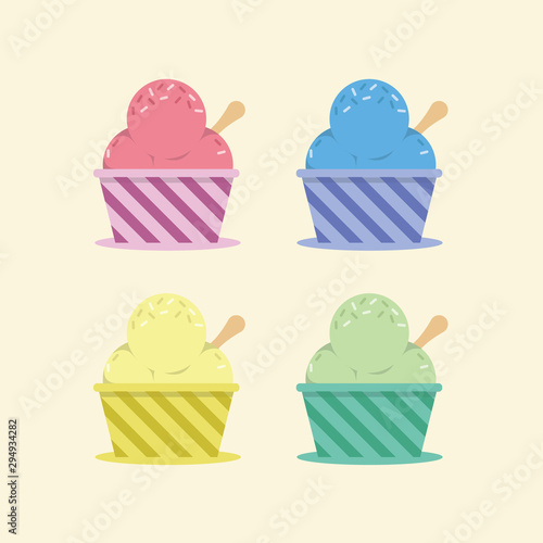 Collection of tasty colorful ice cream, Vector illustration. 