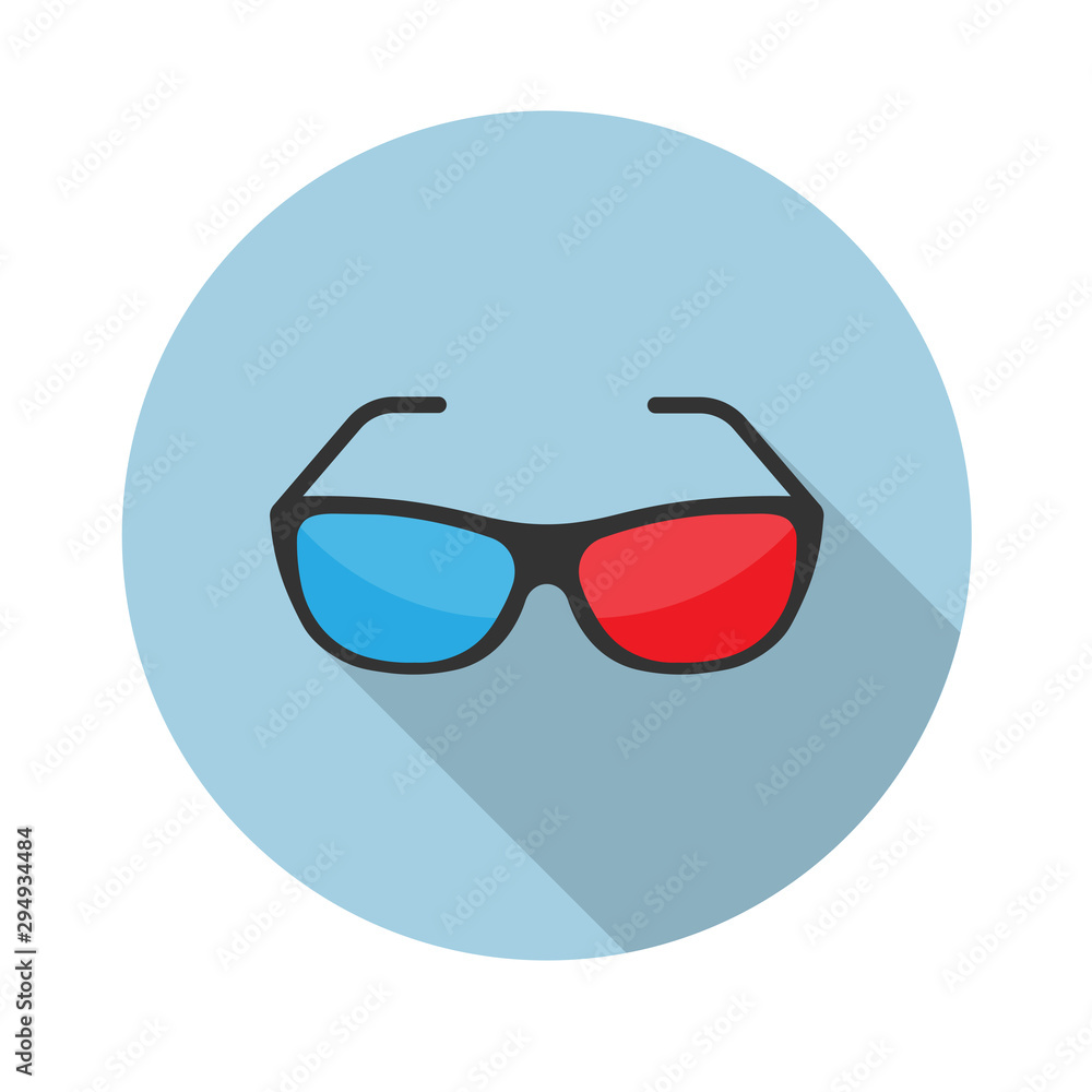 3d glasses flat icon.Vector illustration in a simple style with a falling shadow. 10 eps. 3d glasses flat icon.Vector illustration in a simple style with a falling shadow. 10 eps.