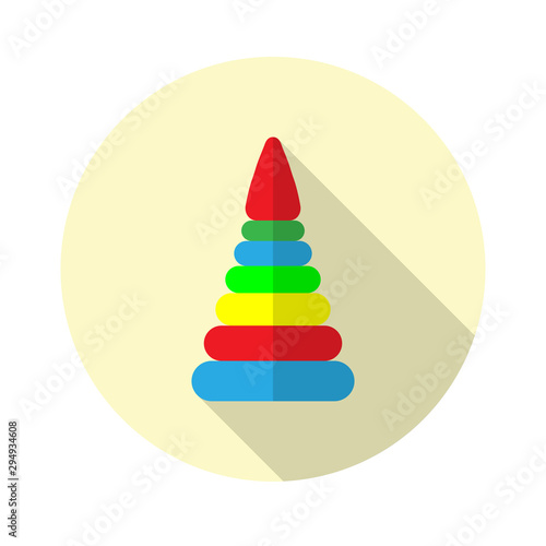 baby pyramid flat icon. games sign for children.Vector illustration in a simple style with a falling shadow. 10 eps.