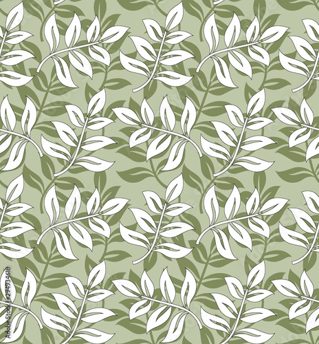 Herbal leaves seamless pattern. illustration on green background