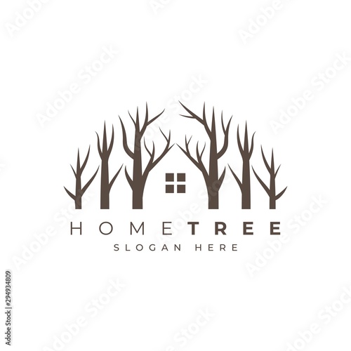 Home tree logo design symbol vector template