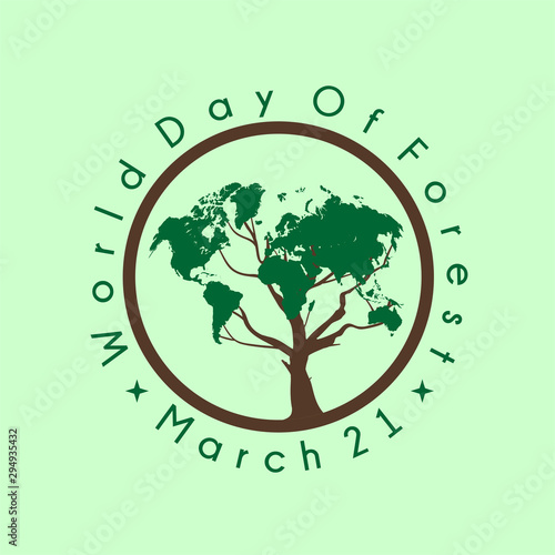 World Day of Forest with tree on circle vector design