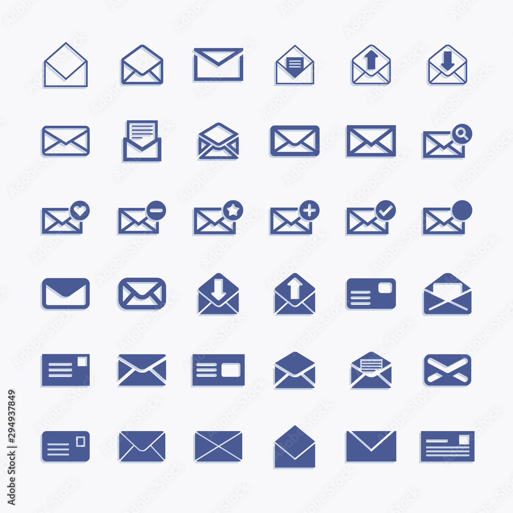Mail and email vector pictogram icons Mail and email vector pictogram icons