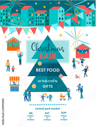 Christmas Fair Concept. Best food, arts and crafts, gifts for friends and close person