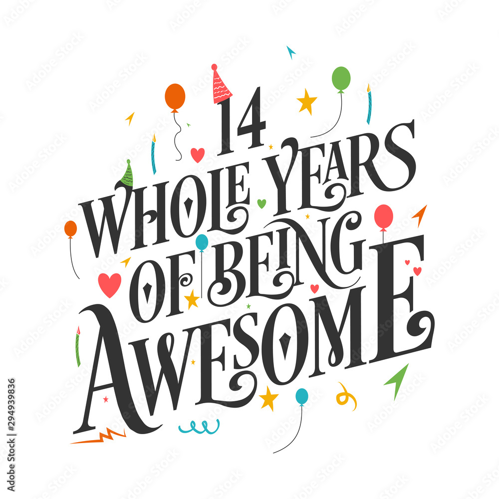 14th-birthday-and-14th-wedding-anniversary-typography-design-14-whole