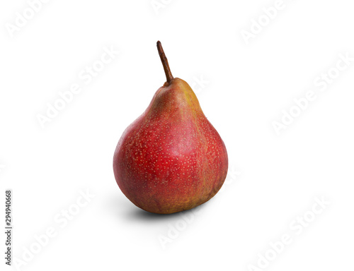 A juicy ripe red pear isolated against a white background.