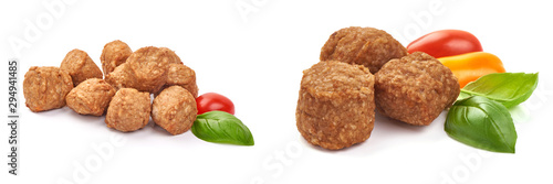 Chicken meatballs, isolated on white background
