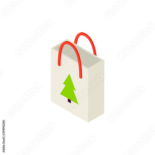Shopping Bag Christmas Tree Isometric Object
