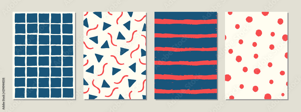 A set of abstract templates in blue, red and vanilla. A set of abstract templates in blue, red and vanilla.