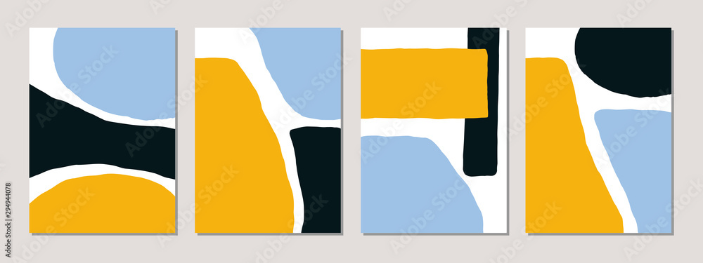 A set of abstract templates in blue, yellow, black and white. <span>plik: #294944078 | autor: xuliadore</span>