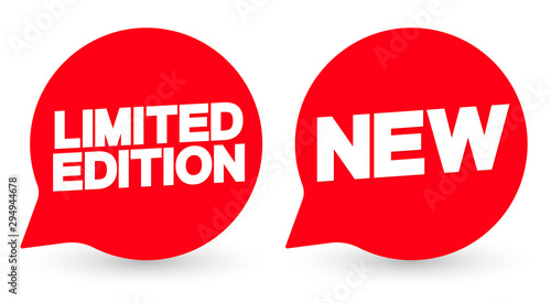 Limited Edition and New banners design template, speech bubble promotion tags, vector illustration