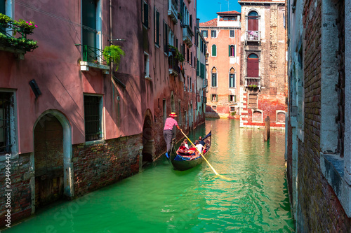 Gondolas on Canal in Venice, Italy