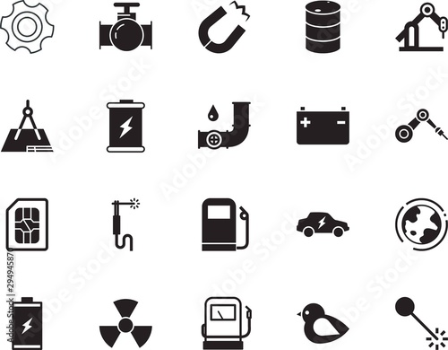 factory vector icon set such as: plan, attraction, gears, planet, globe, container, ecological, cellphone, clock, icons, beam, brazing, cogwheel, home, decoration, nestling, draft, gear, geometry