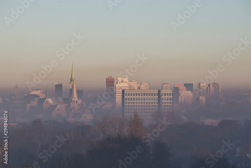 Smog over the city- Łódź, Poland