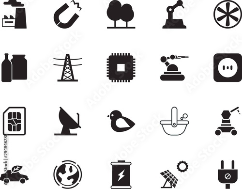 factory vector icon set such as: smelting, ladle, forest, processor, airflow, transportation, information, post, pole, mobile, fan, europe, bird, auto, pylon, cell, conditioner, spring, travel, wind