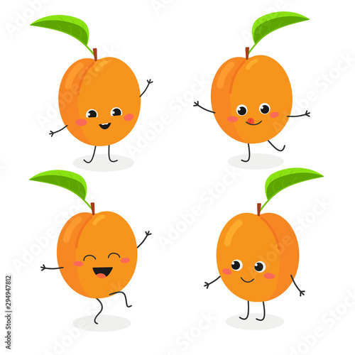 Apricot cartoon character emoticon set