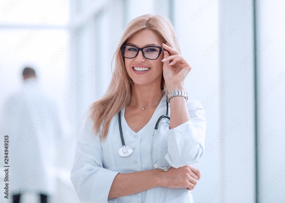 portrait of confident female doctor with a stethoscope portrait of confident female doctor with a stethoscope