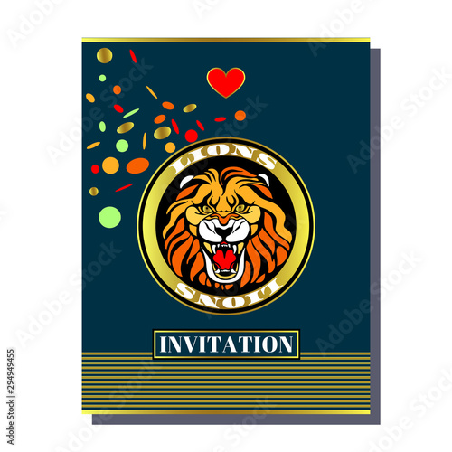 Photography greeting invitation card template design with exotic wild cats