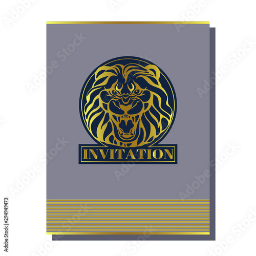 Photography greeting invitation card template design with exotic wild cats