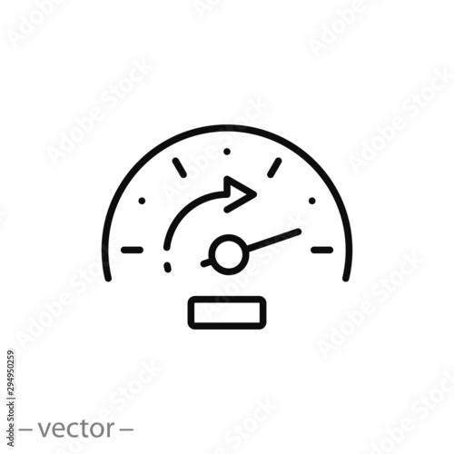accelerate icon, fast odometer, chronometer, guage time, thin line web symbol on white background - editable stroke vector illustration eps 10
