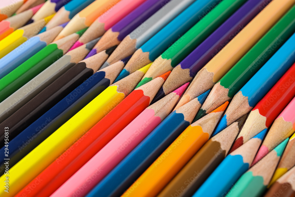 Different color pencils as background, closeup view Different color pencils as background, closeup view