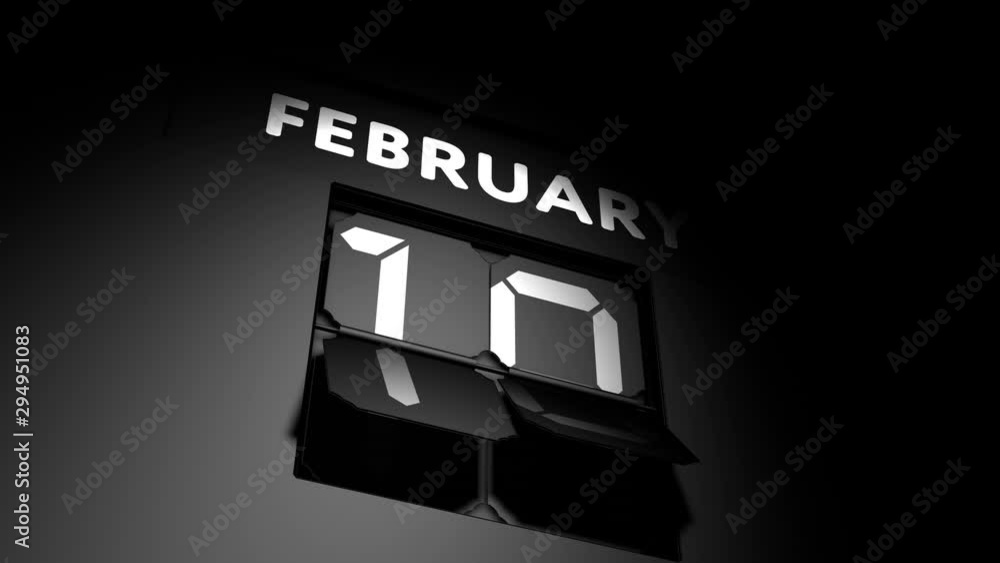 February 18 date. digital calendar change to February 18 animation February 18 date. digital calendar change to February 18 animation