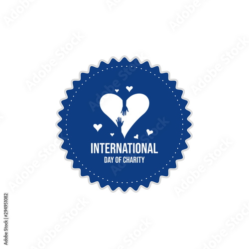 International day of charity vector badge banner and poster image