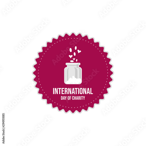 International day of charity vector badge banner and poster image