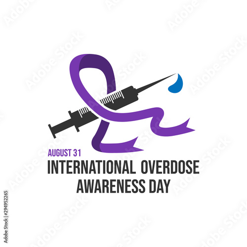 Drug overdose awareness day purple ribbon vector