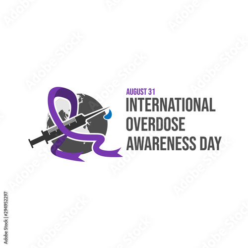 Drug overdose awareness day purple ribbon vector