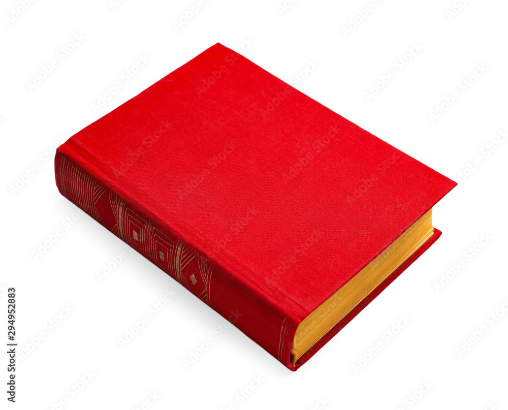 Book with blank red cover on white background Book with blank red cover on white background