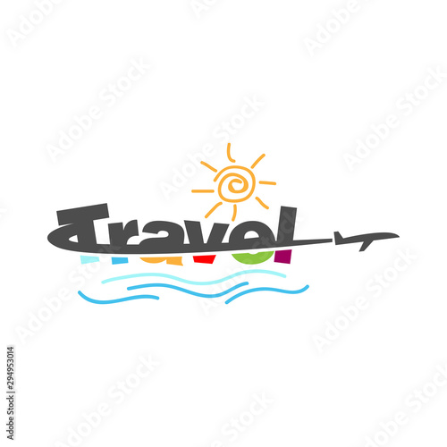 Creative travel typography logo design vector image template