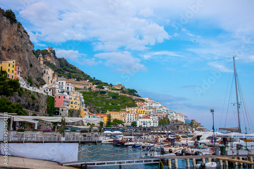 Colorful Positano buildings and the nautical lifestyle