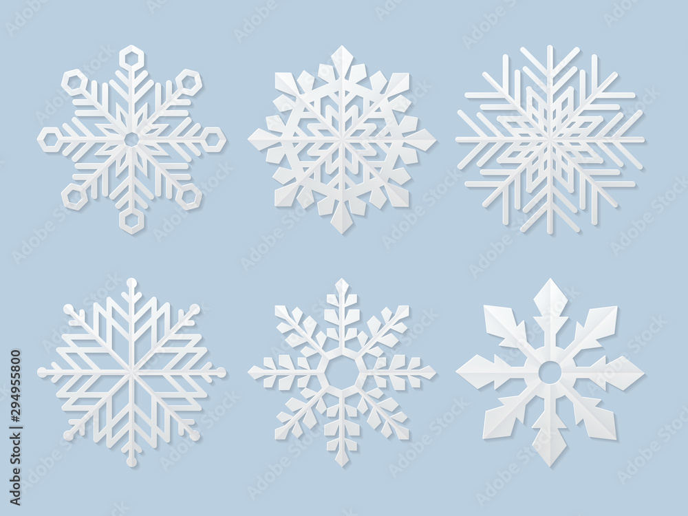 set of vector paper snowflakes