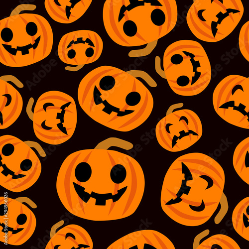 Halloween Seamless Pattern Halloween Pumpkins Vector Repeat Pattern for Textile Design, Fabric Printing, Stationary, Packaging, Wrapping Paper or Background