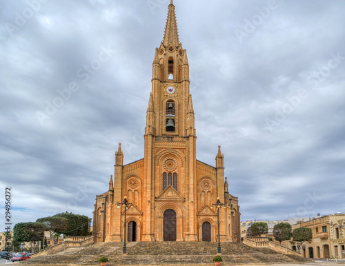 Obraz na płótnie Tower of the Ghajnsielem Parish Church, Mgarr, Goza island, Malta w salonie