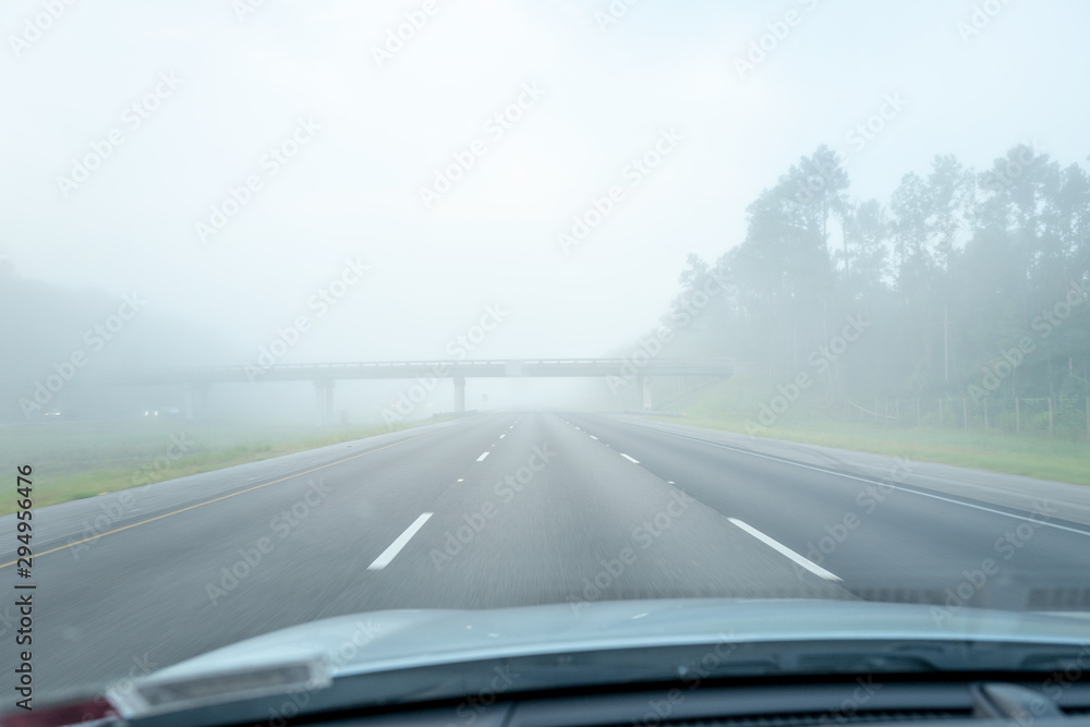 Fototapeta premium Driving in thick fog