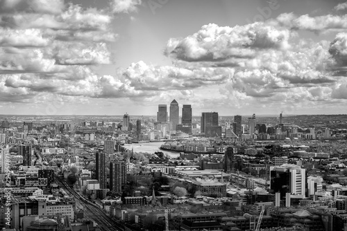 London, England UK. Panoramic view of city , river Thames and business skyscrapers.  V