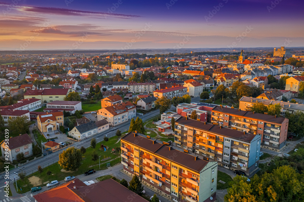 Naklejka premium Bjelovar from the air (Bjelovar Bilogora County, Croatia)