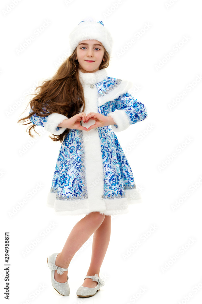 Little girl in the Snow Maiden costume Little girl in the Snow Maiden costume
