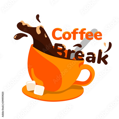 coffee break in bright colors. Use as a modern print, sticker, childish illustration. vector illustration