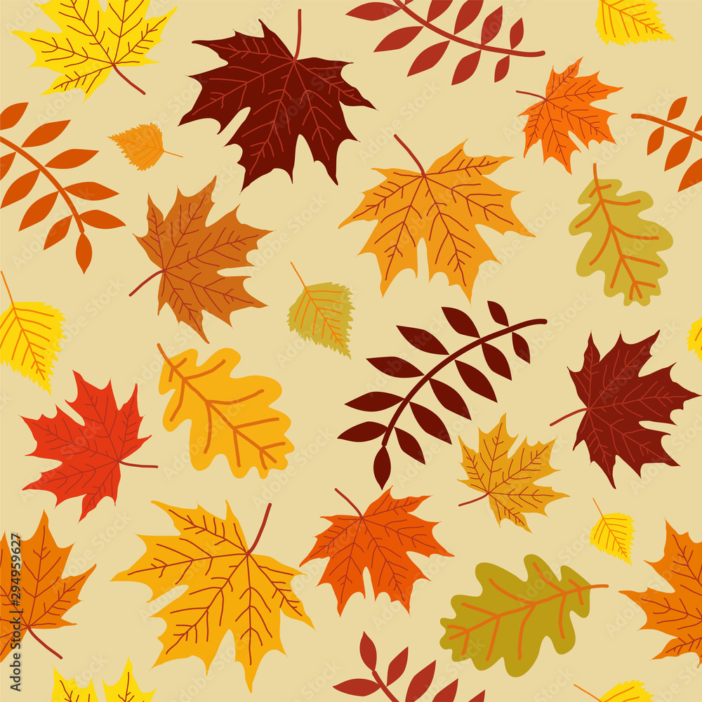 Autumn Leaves Seamless Pattern Fall Colorful Maple Leaves Vector Repeat Pattern for Textile Design, Fabric Printing, Stationary, Packaging, Wall paper or Background Autumn Leaves Seamless Pattern Fall Colorful Maple Leaves Vector Repeat Pattern for Textile Design, Fabric Printing, Stationary, Packaging, Wall paper or Background