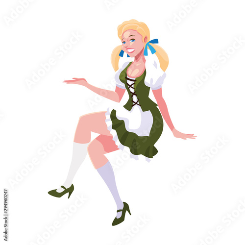 beautiful woman blonde with german traditional dress