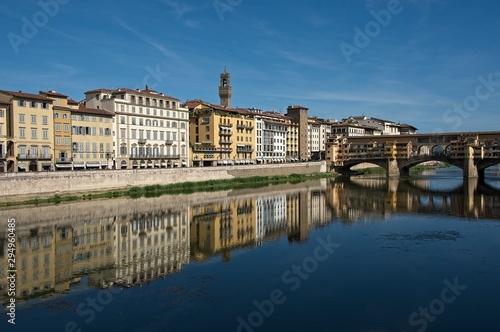 Arno River and Ponte Vecchio with Reflection