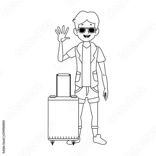 cartoon tourist with sunglasses design