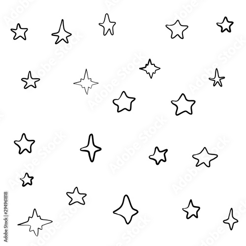 Hand drawn Stars isolated on a white. Vector illustration.