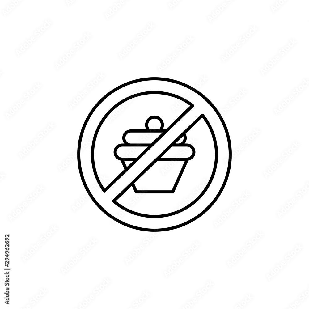 No candy, cake icon. Element of Health life icon. Thin line icon No candy, cake icon. Element of Health life icon. Thin line icon